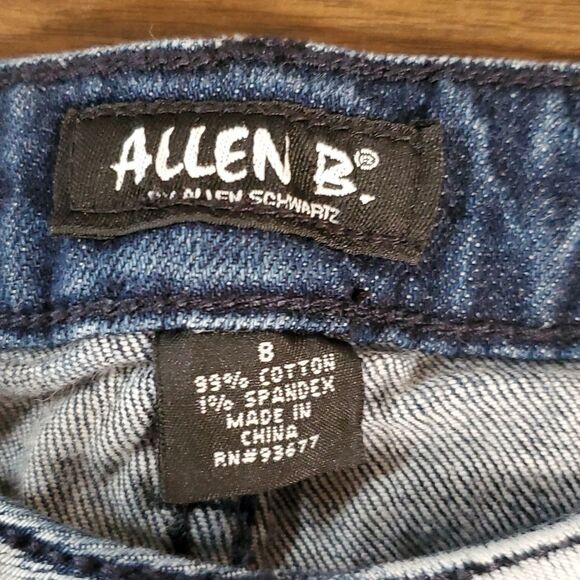 Allen B by Allen Schwartz Bleach Dye Crystal Embellishments Destroyed Jeans Sz 8 - Picture 4 of 12